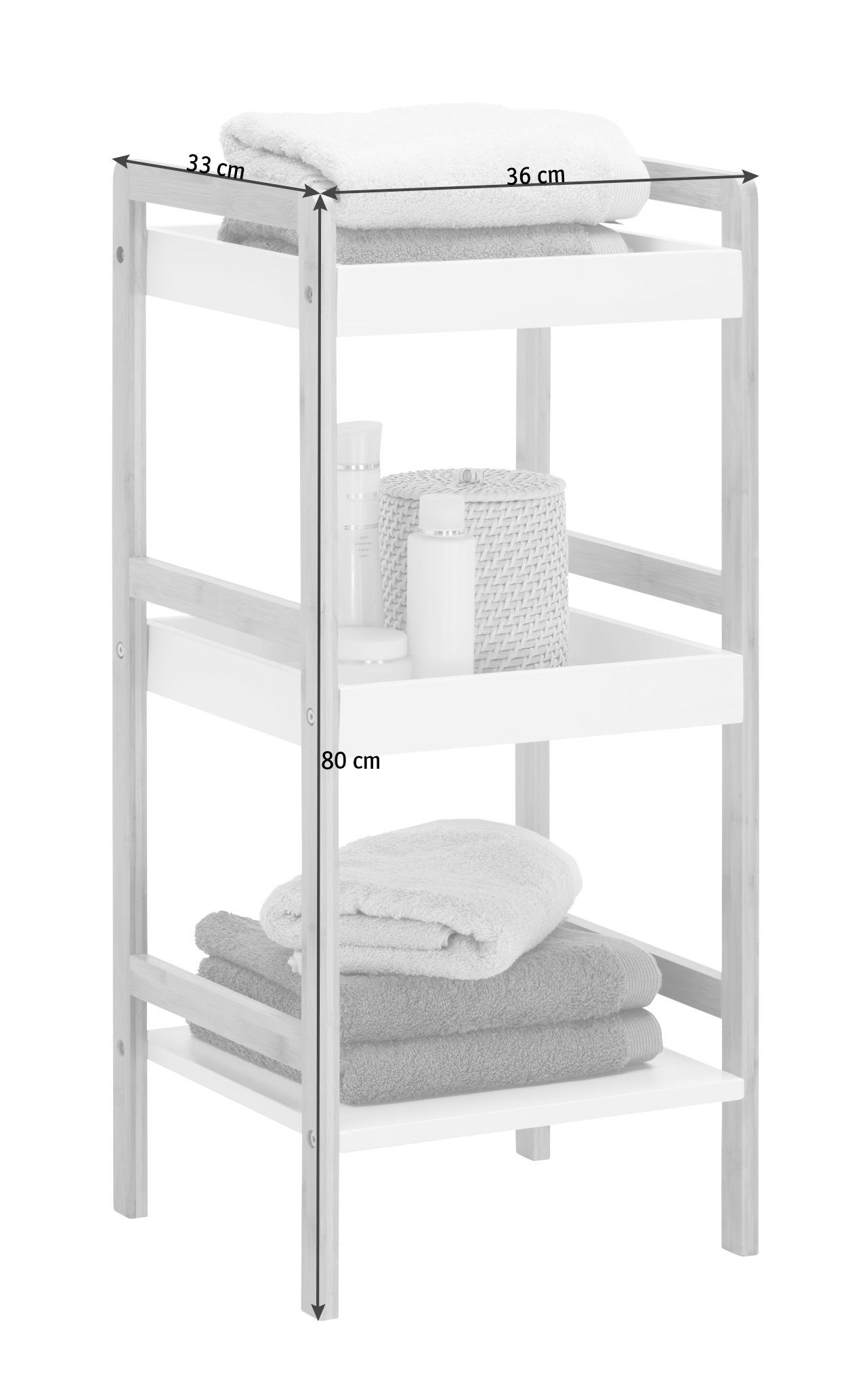 BADEZIMMERREGAL 36/80/33 cm  - Weiss/Naturfarben, Konventionell, Holz/Holzwerkstoff (36/80/33cm) - Xora