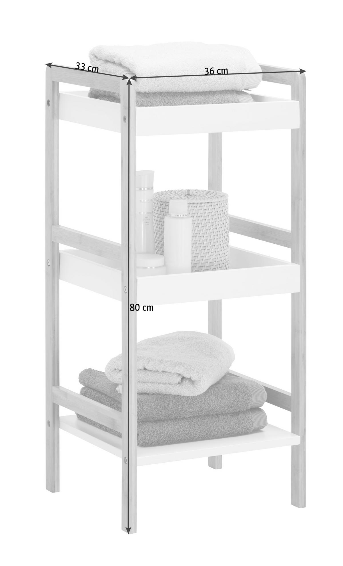 BADEZIMMERREGAL 36/80/33 cm  - Weiss/Naturfarben, Konventionell, Holz/Holzwerkstoff (36/80/33cm) - Xora