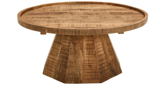 COUCHTISCH Mangoholz massiv 80/80/40 cm rund Naturfarben - Naturfarben, Design, Holz (80/80/40cm) - Carryhome