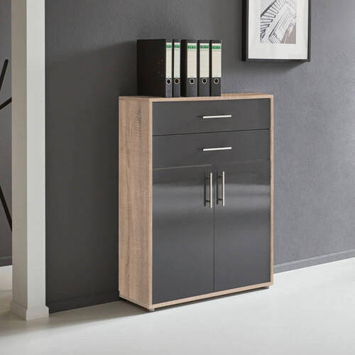 AKTENSCHRANK 84,5/114/33 cm  - Anthrazit Hochglanz/Sonoma Eiche, MODERN, Holzwerkstoff (84,5/114/33cm) - MID.YOU