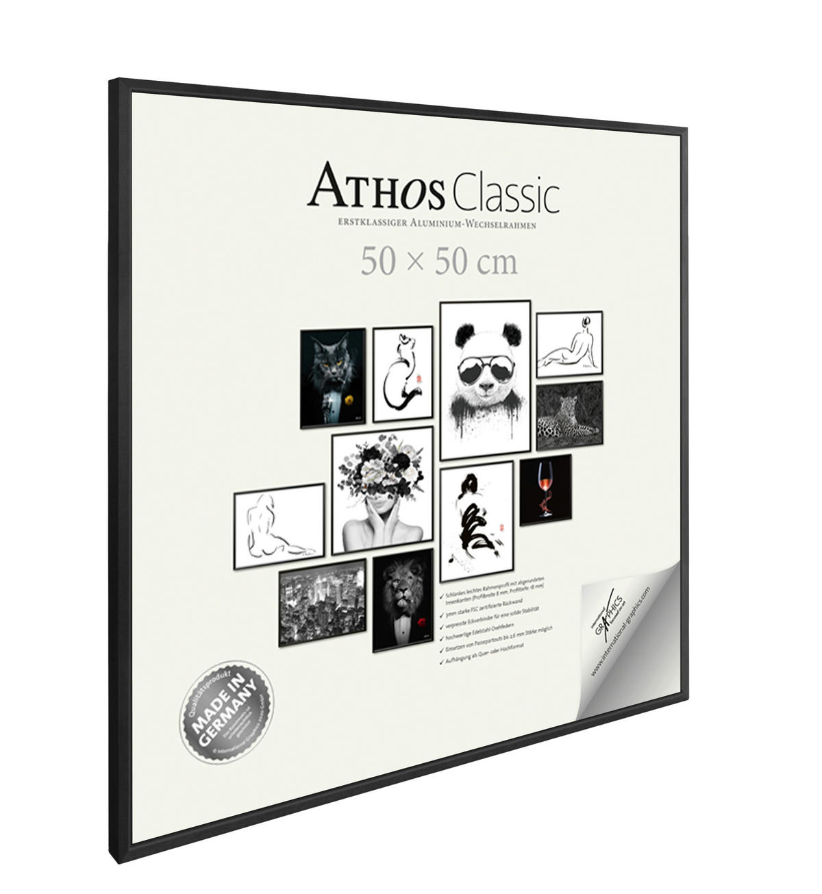 BILDERRAHMEN - Schwarz, Basics, Glas/Papier (50/50/1,8cm)