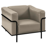 SESSEL in Echtleder Beige  - Beige/Schwarz, Design, Leder/Metall (91/67/96cm) - Johann Jakob