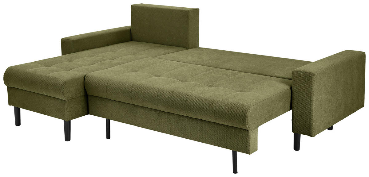 ECKSOFA in Webstoff Dunkelgrün  - Dunkelgrün/Schwarz, Konventionell, Kunststoff/Textil (157/231cm) - P & B