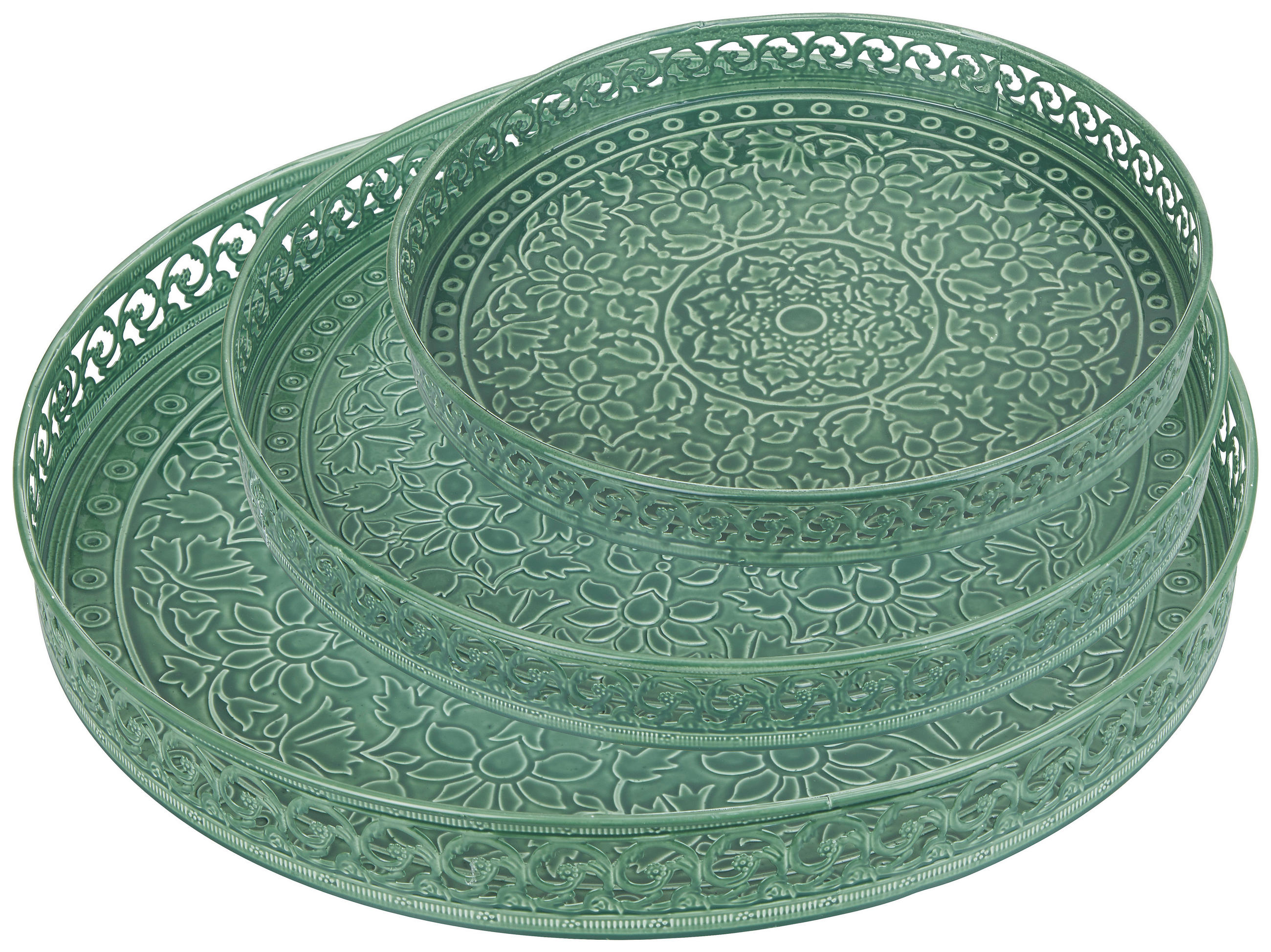 UKRASNI POSLUŽAVNIK             - zelena, Osnovno, metal - Ambia Home