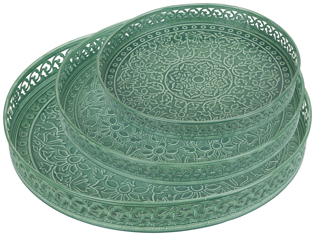 UKRASNI POSLUŽAVNIK             - zelena, Osnovno, metal - Ambia Home