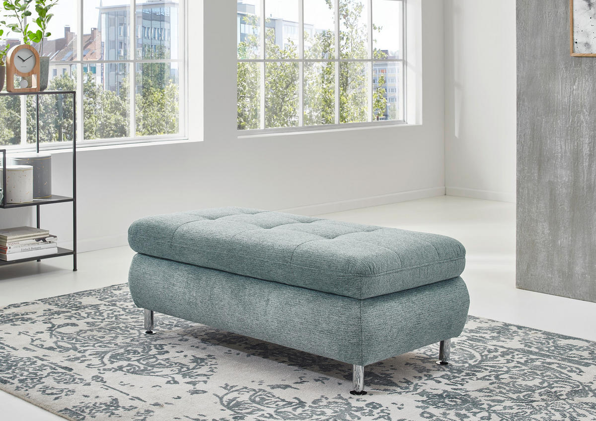 ECKSOFA in Webstoff Türkis  - Türkis/Chromfarben, Konventionell, Textil/Metall (242/210cm) - Beldomo Style