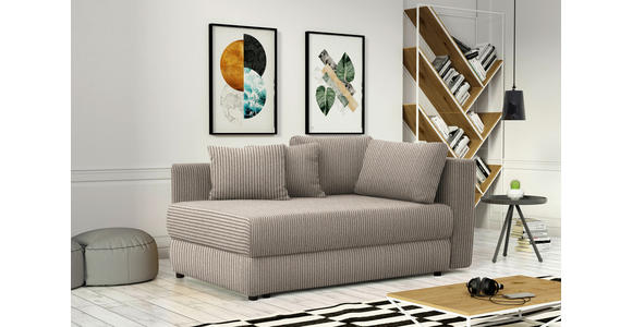 RÉCAMIERE in Cord Taupe - Taupe/Schwarz, Design, Kunststoff/Textil (171/71-88/93cm) - Cantus