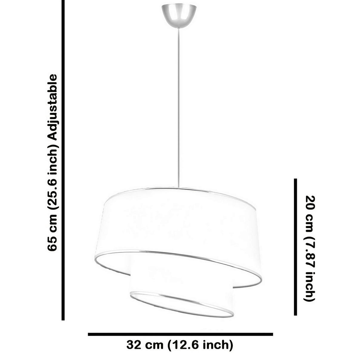 HÄNGELEUCHTE 32/65 cm   - Silberfarben/Weiß, Design, Textil/Metall (32/65cm) - P & B