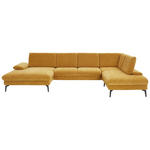 WOHNLANDSCHAFT Dieter Knoll in Webstoff Currygelb  - Currygelb/Schwarz, Design, Textil/Metall (157/354/208cm) - Dieter Knoll