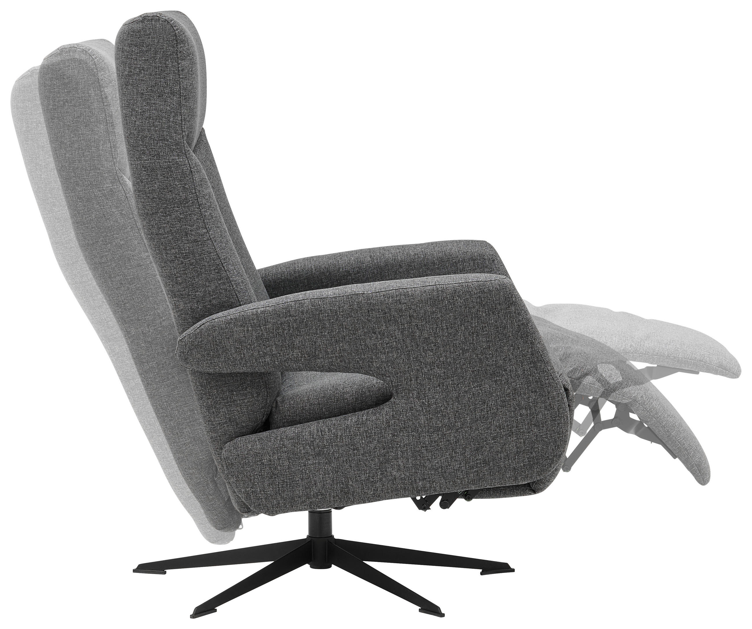 RELAXSESSEL Webstoff Relaxfunktion    - Anthrazit/Schwarz, Design, Textil/Metall (74/105/82cm) - Welnova