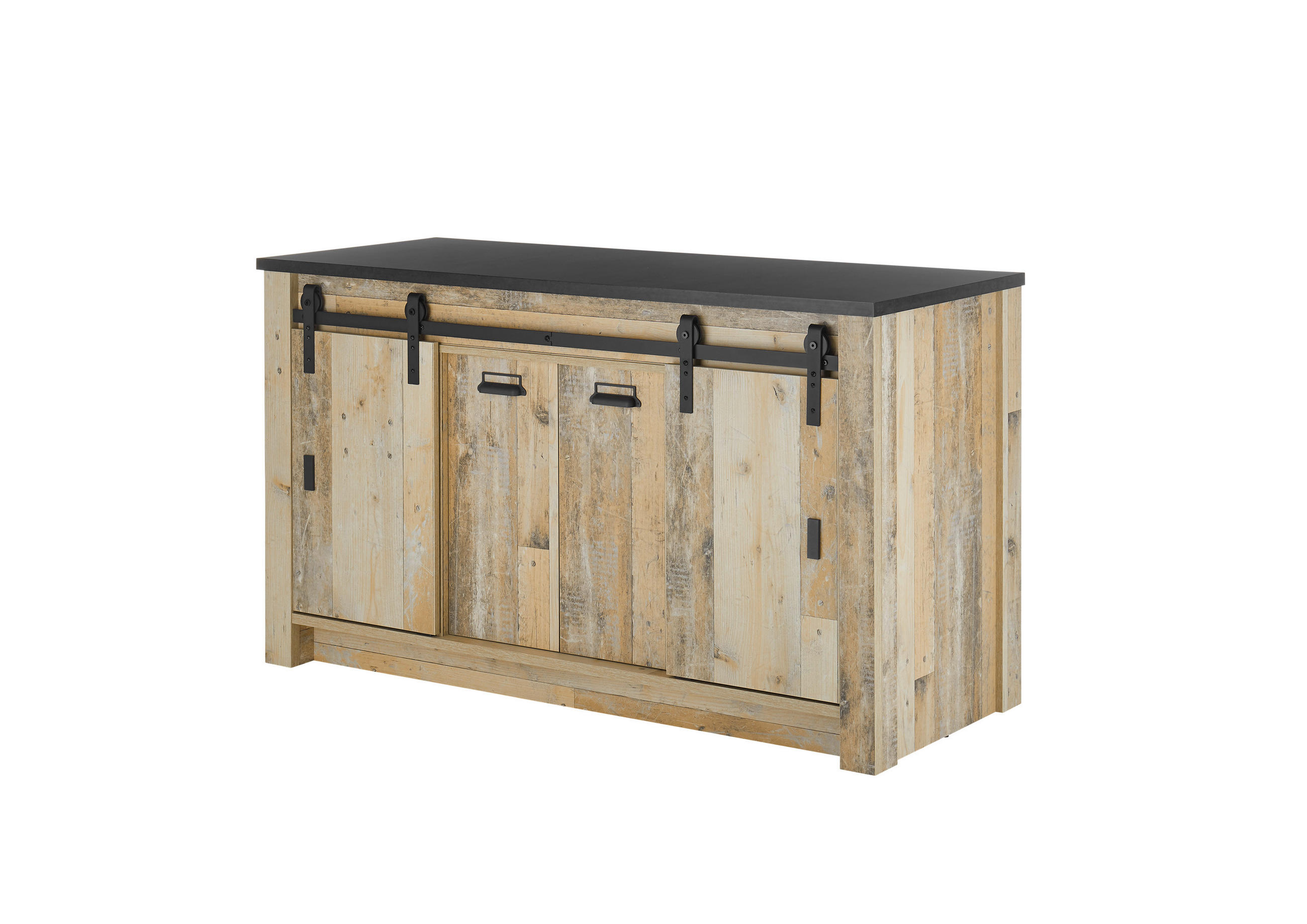 SPÜLENUNTERSCHRANK 161/93/64 cm  in Anthrazit, Naturfarben  - Anthrazit/Schwarz, Trend, Holzwerkstoff/Metall (161/93/64cm) - MID.YOU