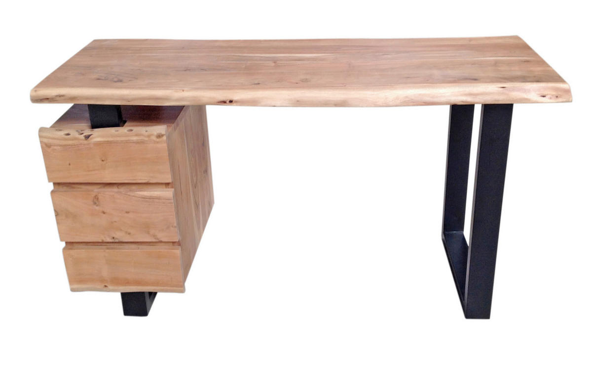 SCHREIBTISCH 147/62/80 cm  in Naturfarben, Schwarz  - Schwarz/Naturfarben, MODERN, Holz/Metall (147/62/80cm) - MID.YOU