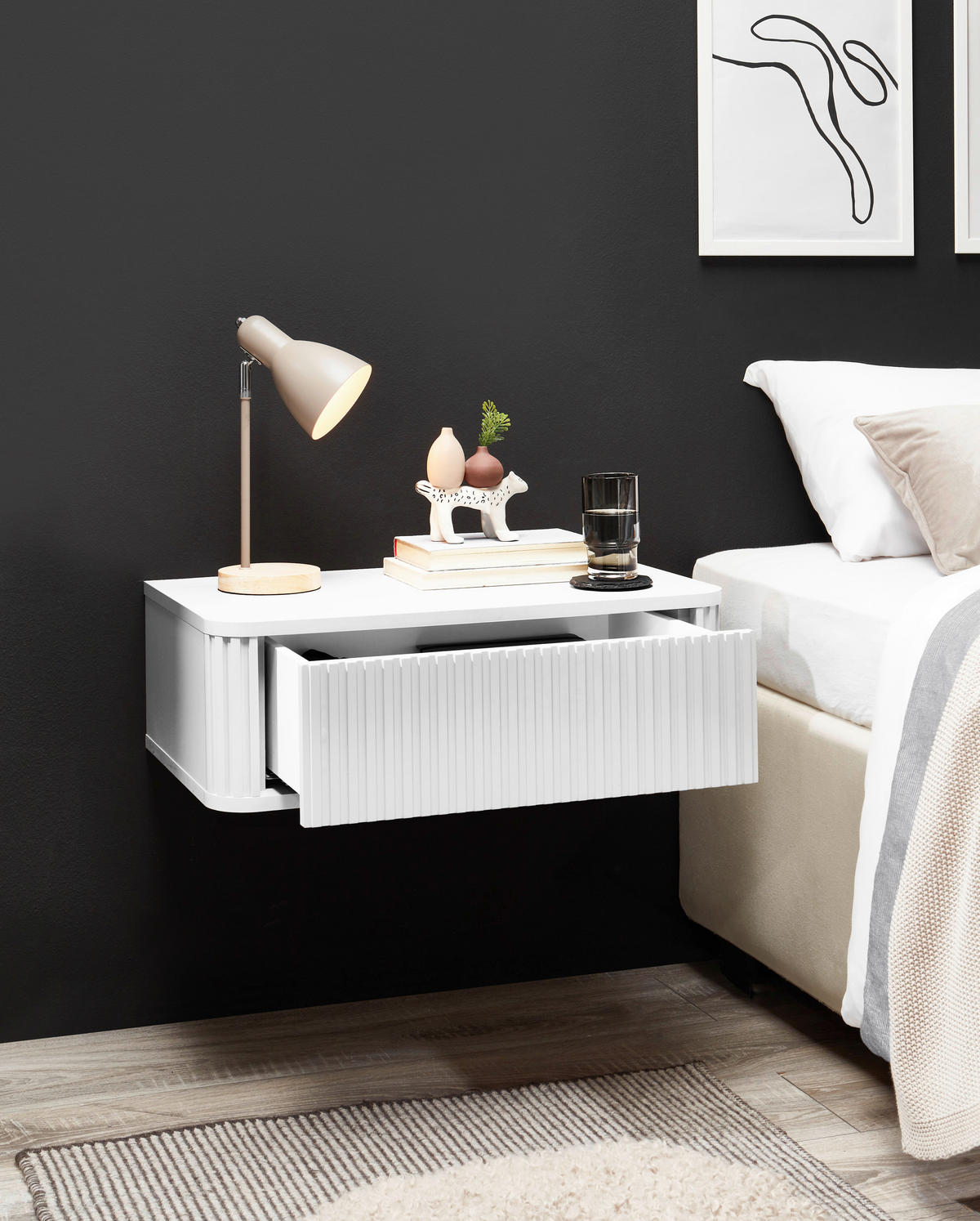 NACHTSCHRANK 63/21/38 cm  - Weiß, KONVENTIONELL, Holzwerkstoff (63/21/38cm) - Chameo