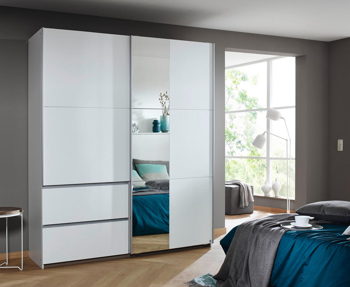 SCHIEBETÜRENSCHRANK 175/210/59 cm 2-türig Weiß  - Alufarben/Weiß, Design, Holzwerkstoff/Metall (175/210/59cm) - Rauch Möbel