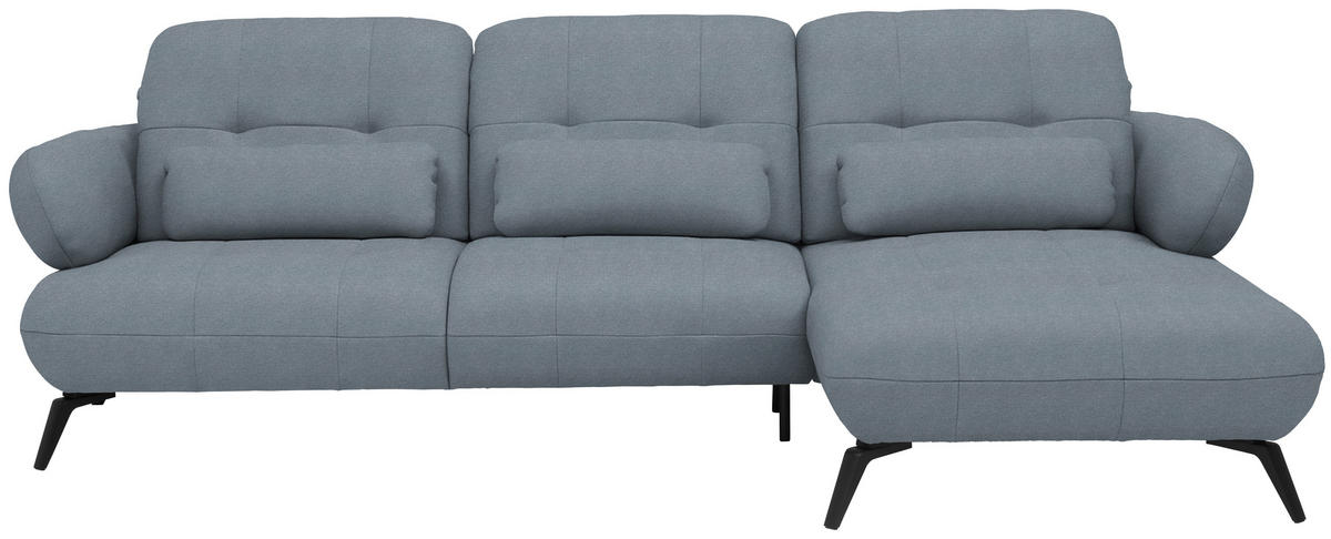 ECKSOFA Flachgewebe Blau  - Blau/Schwarz, Design, Textil/Metall (282/189cm) - Novel
