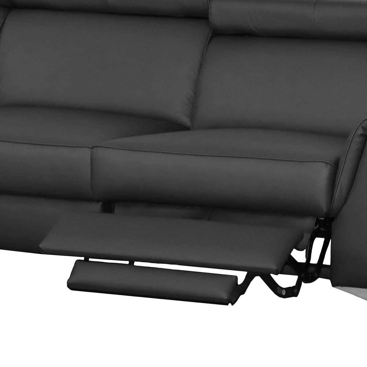 ECKSOFA Schwarz Echtleder Lederlook  - Chromfarben/Schwarz, Design, Leder/Textil (197/257cm) - Livetastic