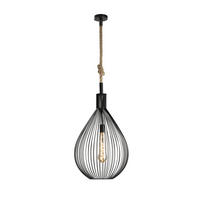 PENDELLEUCHTE Rope 48/150 cm   - Sandfarben/Schwarz, LIFESTYLE, Kunststoff/Textil (48/150cm) - Fischer & Honsel