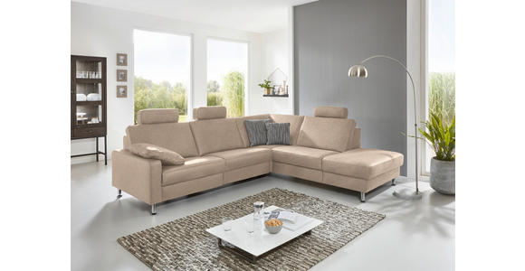 ECKSOFA in Mikrofaser Beige 275/242 cm - Beige/Alufarben, Design, Textil/Metall (275/242cm) - Dieter Knoll