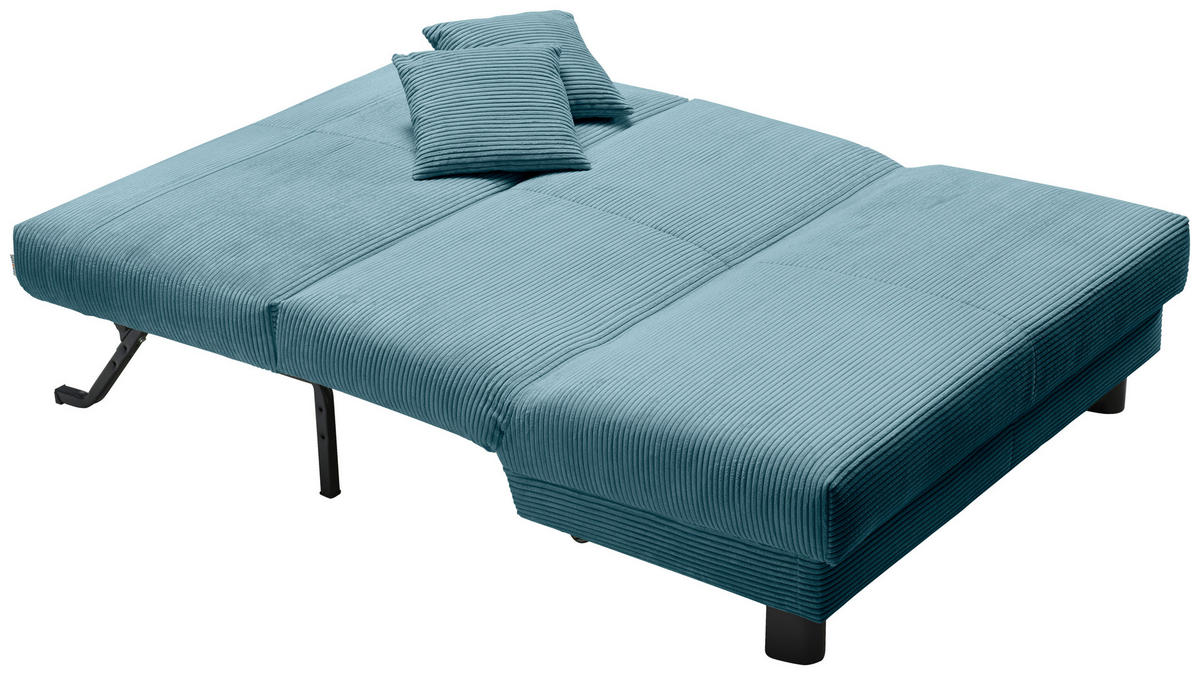 SCHLAFSOFA Cord Petrol  - Petrol/Schwarz, Design, Textil/Metall (145/85/100cm) - Carryhome