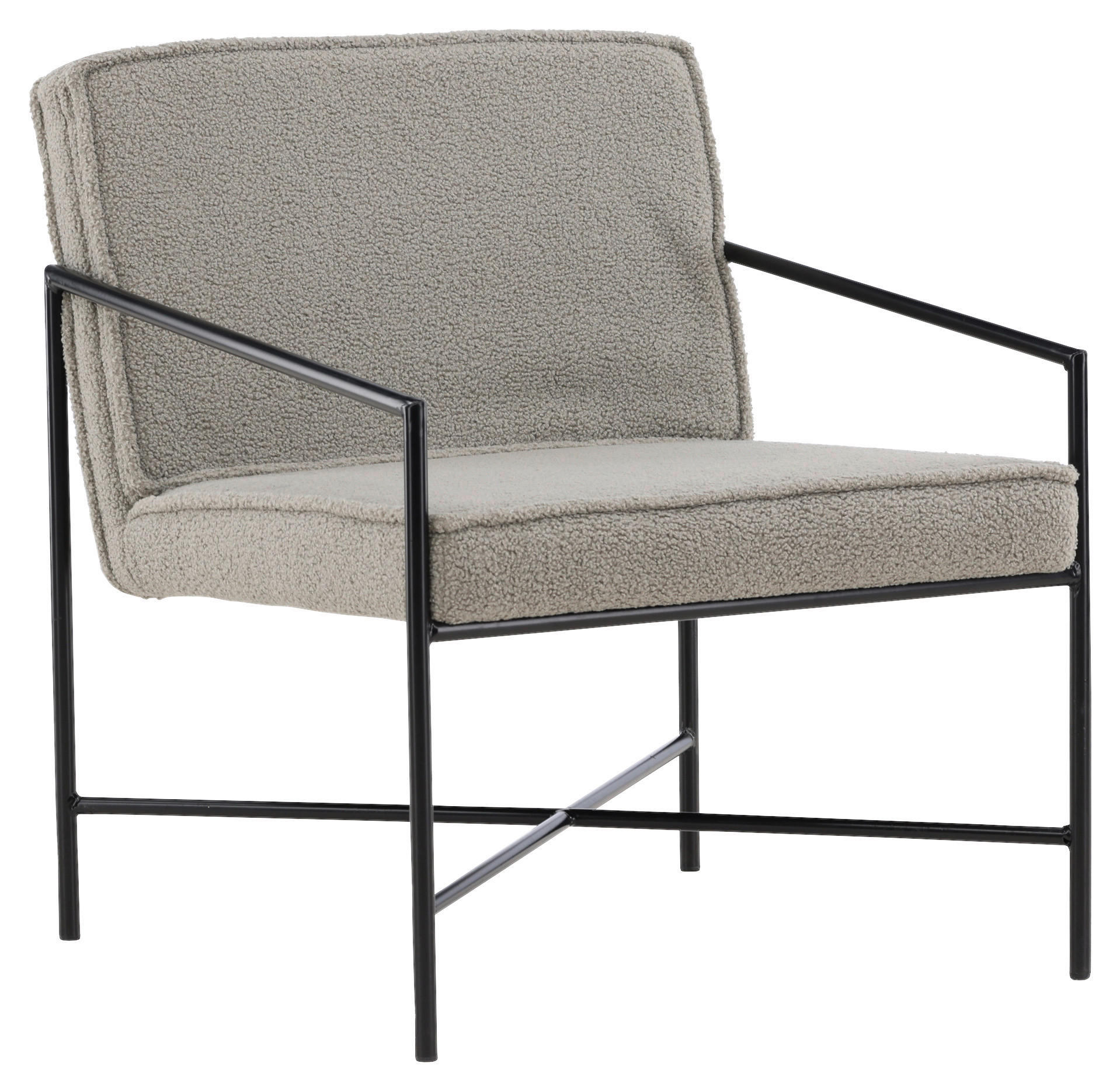 SESSEL in Teddystoff Schwarz, Beige  - Beige/Schwarz, Design, Textil/Metall (66/78/65cm) - Livetastic