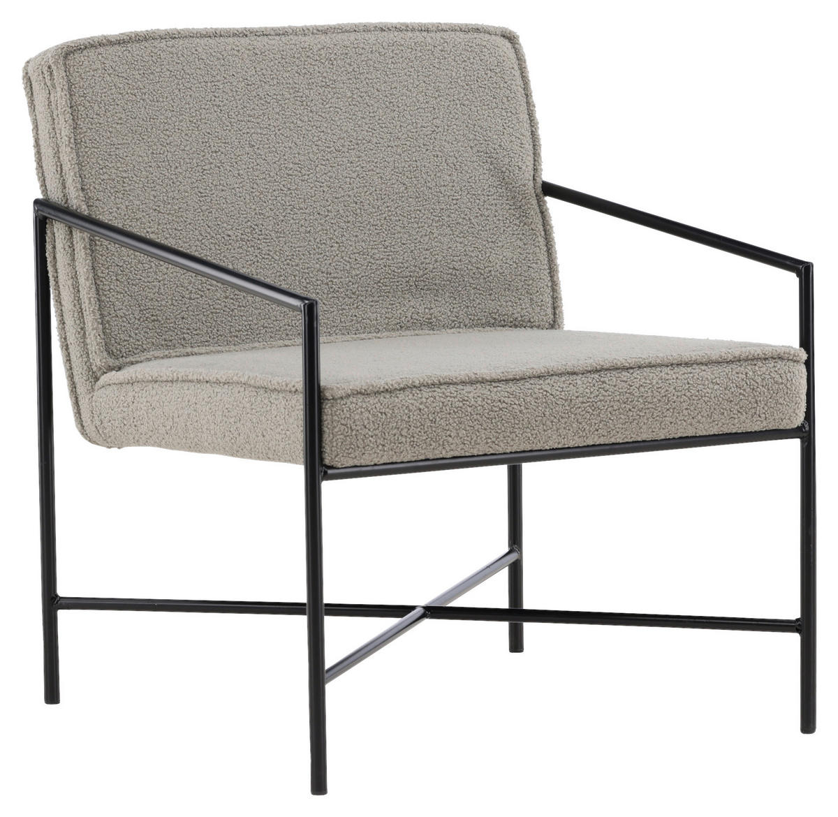 SESSEL in Teddystoff Schwarz, Beige  - Beige/Schwarz, Design, Textil/Metall (66/78/65cm) - Livetastic
