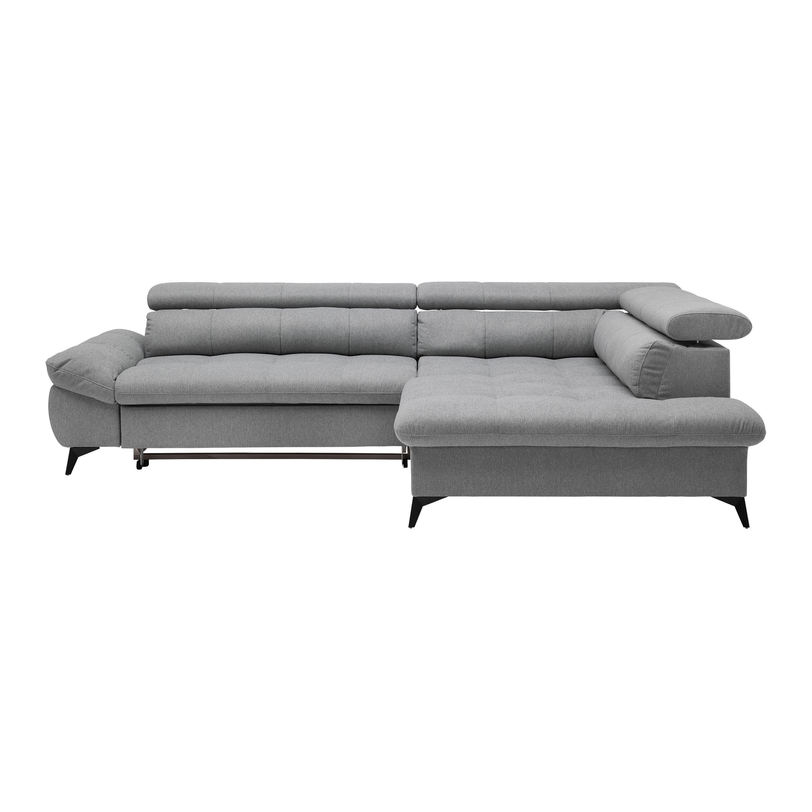 ECKSOFA Chenille Hellgrau  - Hellgrau/Schwarz, Modern, Textil/Metall (296/201cm) - Livetastic