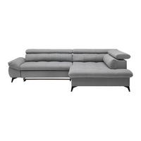 ECKSOFA Chenille Hellgrau  - Hellgrau/Schwarz, Modern, Textil/Metall (296/201cm) - Livetastic