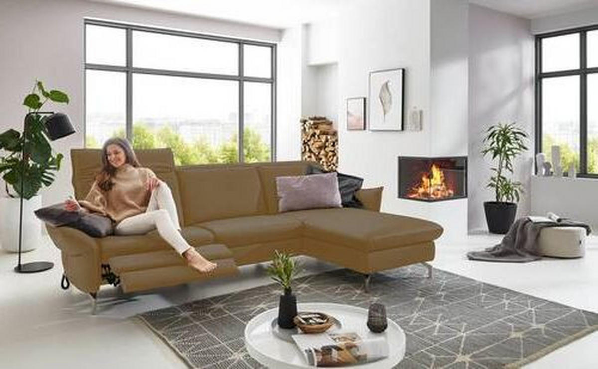 ECKSOFA in Lederlook (vegan) Olivgrün  - Olivgrün/Nickelfarben, Modern, Textil/Metall (233/179cm) - Livetastic