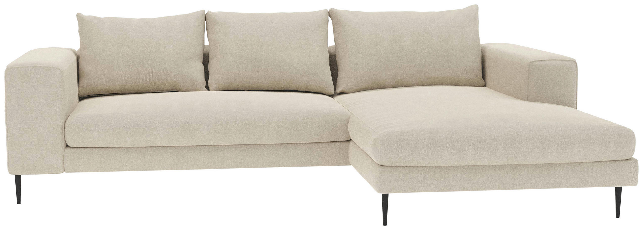 ECKSOFA Beige Struktur  - Beige/Schwarz, MODERN, Textil/Metall (275/170cm) - MID.YOU