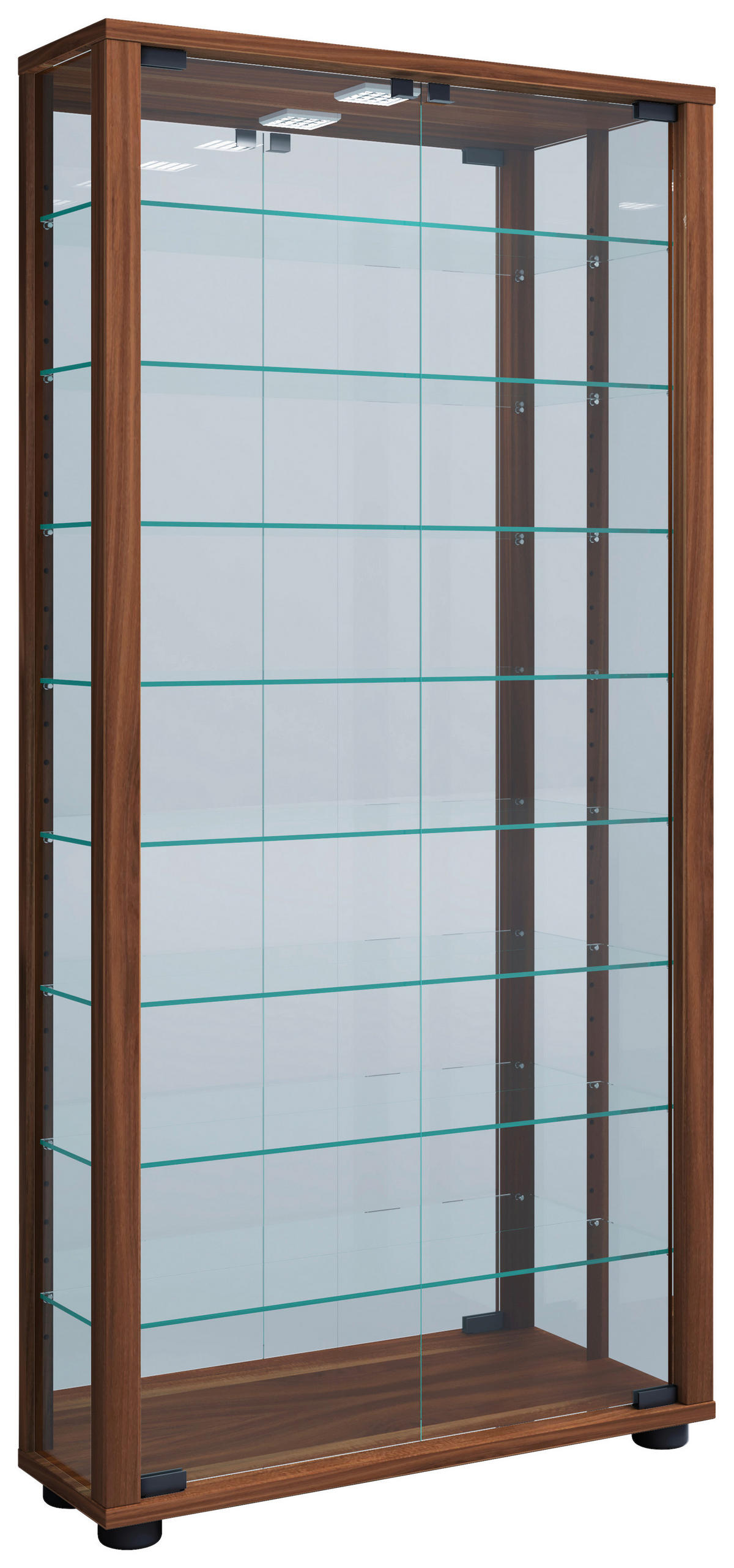 VITRINE in Nussbaumfarben  - Nussbaumfarben, MODERN, Glas/Kunststoff (59/114,8/18cm) - MID.YOU