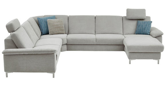 WOHNLANDSCHAFT in Chenille Silberfarben, Hellgrau - Silberfarben/Hellgrau, Design, Textil/Metall (265/333cm) - Dieter Knoll