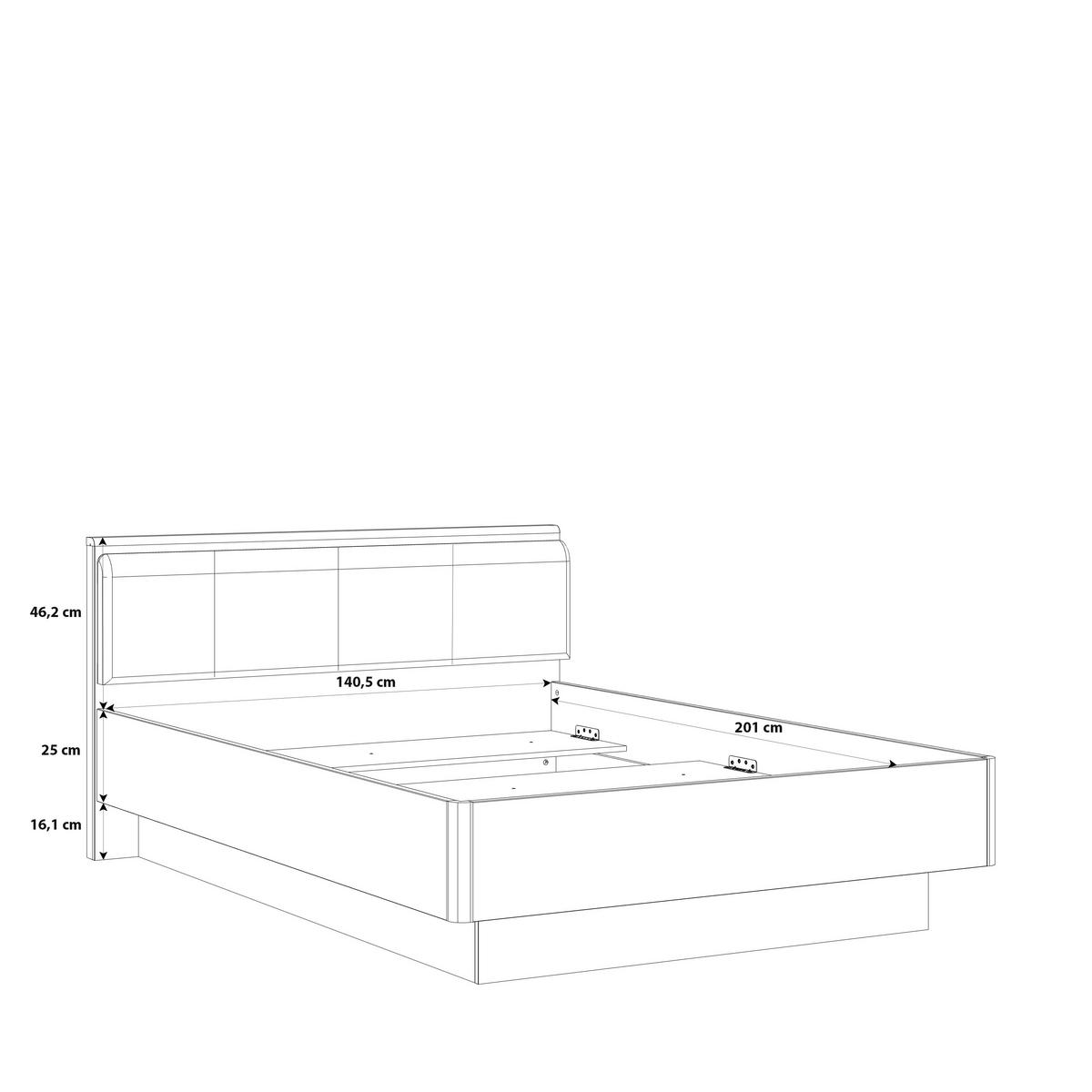 BETT 140/200 cm  in Eichefarben, Weiß Hochglanz  - Eichefarben/Weiß Hochglanz, Design, Kunststoff (140/200cm) - Carryhome
