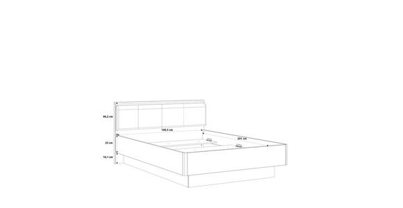 BETT 140/200 cm  in Eichefarben, Weiß Hochglanz  - Eichefarben/Weiß Hochglanz, Design, Holzwerkstoff/Kunststoff (140/200cm) - Carryhome