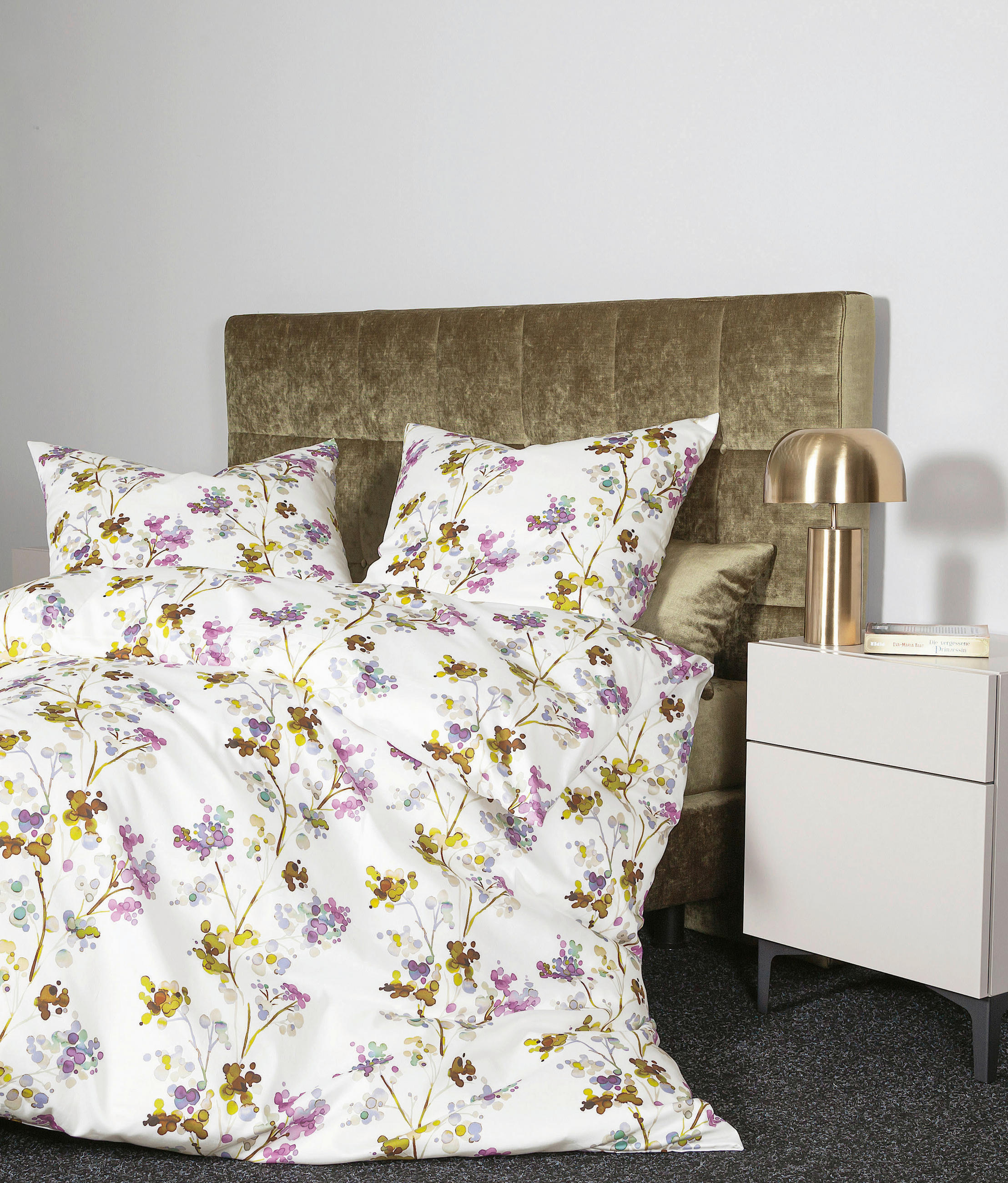 POSTELJINA 135/200 cm  MOMENTS  - bijela/zelena, Konvencionalno, tekstil (135/200cm) - Janine