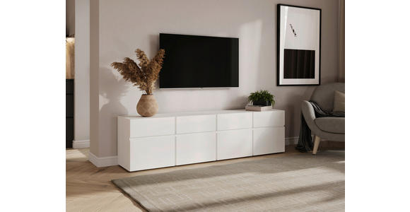 LOWBOARD  200/52,8/40 cm 4 Schublade(n) stehend, in verschiedenen Holzdekoren erhältlich  - Silberfarben/Weiß, Design, Holzwerkstoff (200/52,8/40cm) - Xora