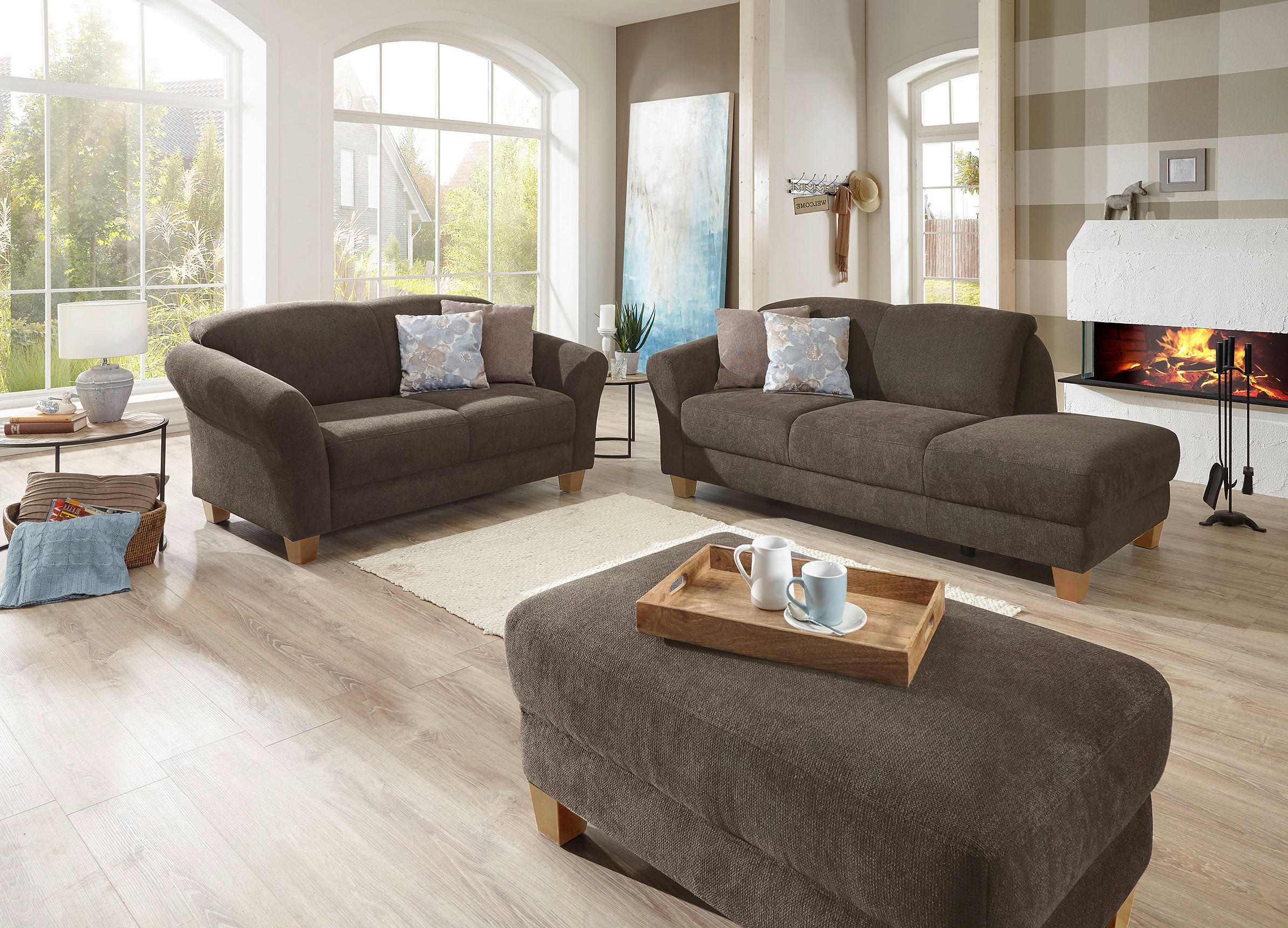 RÉCAMIERE Flachgewebe Dunkelbraun  - Dunkelbraun/Naturfarben, Konventionell, Holz/Textil (194/84/91cm) - Sit & More