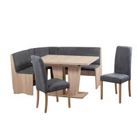 ECKBANKGRUPPE Mikrofaser Grau, Sonoma Eiche  - Grau/Sonoma Eiche, KONVENTIONELL, Holz/Textil (125/89/165cm) - MID.YOU