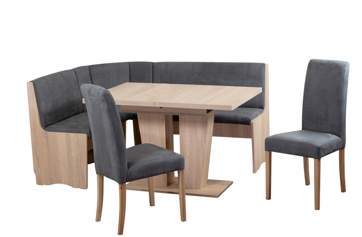 ECKBANKGRUPPE Mikrofaser Grau, Sonoma Eiche  - Grau/Sonoma Eiche, KONVENTIONELL, Holz/Textil (125/89/165cm) - MID.YOU