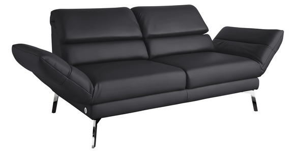 2-SITZER-SOFA Dunkelgrau, Fango Echtleder  - Chromfarben/Fango, Design, Leder/Metall (172-226/83/96cm) - Dieter Knoll