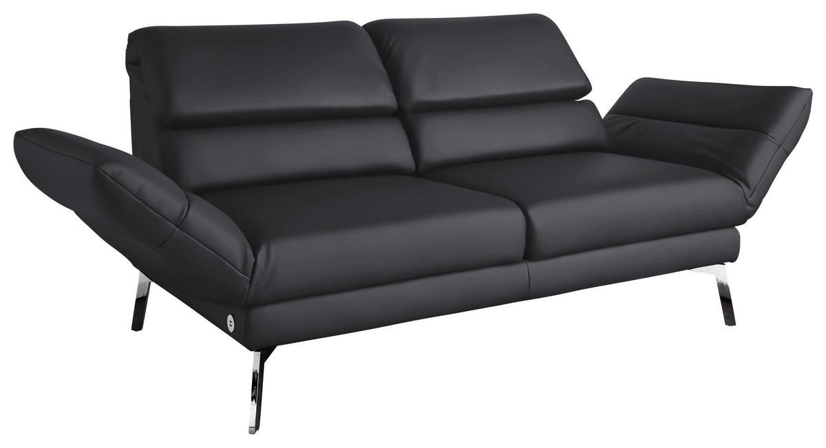 2-SITZER-SOFA Echtleder Dunkelgrau, Fango  - Chromfarben/Fango, Design, Leder/Metall (178-226/82/96-177cm) - Dieter Knoll