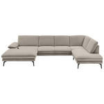 WOHNLANDSCHAFT Hellbraun Webstoff  - Hellbraun/Schwarz, Design, Textil/Metall (180/344/208cm) - Dieter Knoll