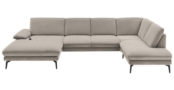 WOHNLANDSCHAFT Hellbraun Webstoff  - Hellbraun/Schwarz, Design, Textil/Metall (180/344/208cm) - Dieter Knoll