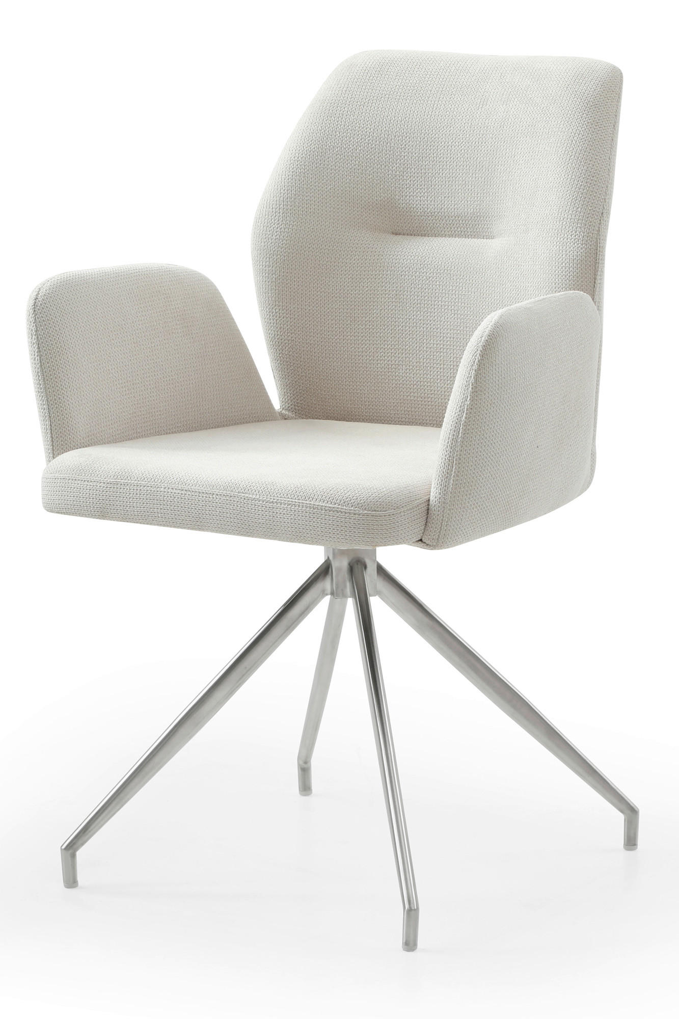 OTOČNÁ STOLIČKA, štruktúra, krémová - krémová/strieborná, Modern, kov/textil (60/89/62cm) - Livetastic