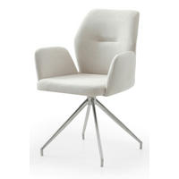 OTOČNÁ STOLIČKA, štruktúra, krémová - krémová/strieborná, Modern, kov/textil (60/89/62cm) - Livetastic