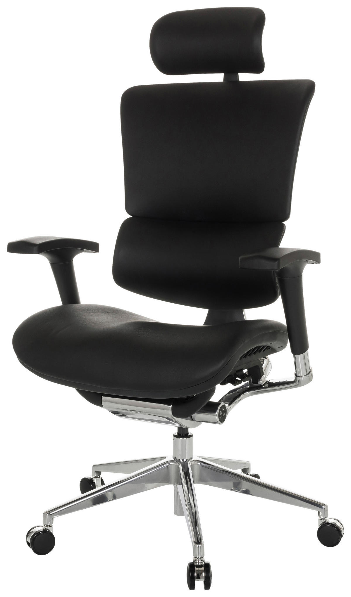 DREHSTUHL Schwarz  - Silberfarben/Schwarz, Basics, Leder/Kunststoff (70/124-146/67cm) - MID.YOU
