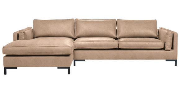 ECKSOFA in Lederlook Hellbraun  160/295 cm  - Hellbraun/Schwarz, Design, Textil/Metall (160/295cm) - Hom`in