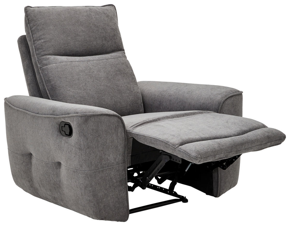 SCAUN DE RELAXARE in metal, textil gri  - negru/gri, Konventionell, metal/textil (100/99/96cm) - Celina Home