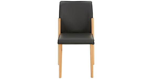 STUHL in Holz, Leder Buchefarben, Grau - Buchefarben/Grau, Natur, Leder/Holz (50/88/55cm) - Valnatura