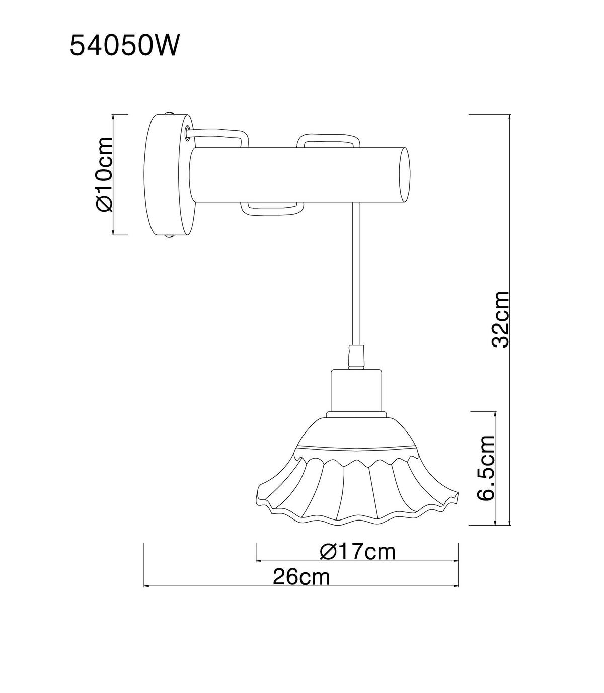 STENSKA SVETILKA  Jowita ///230 V/E27 - črna/bela, Basics, kovina/les (17/26/32cm) - Globo