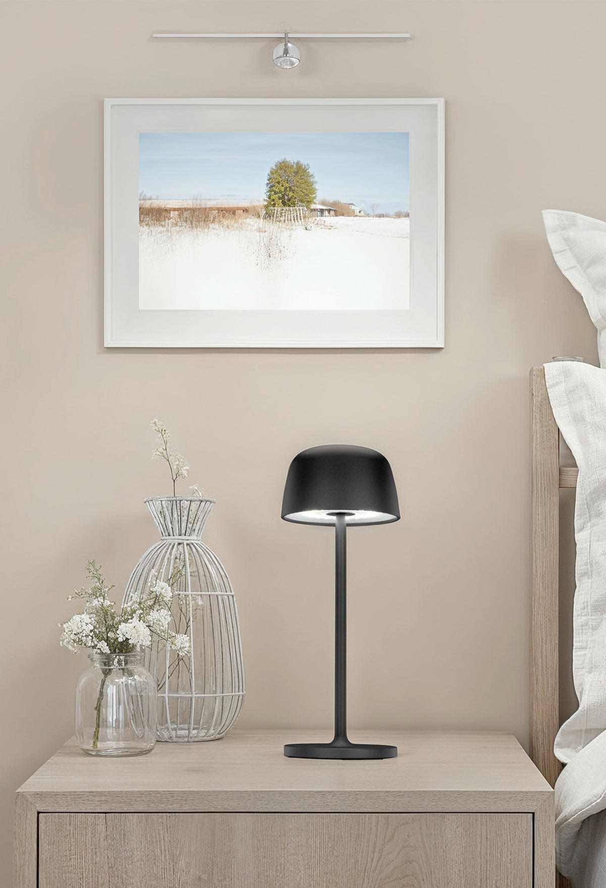 STOLNÍ LAMPA NA BATERIE 10,5/27 cm - černá/průhledné, Design, kov/plast (10,5/27cm) - Novel